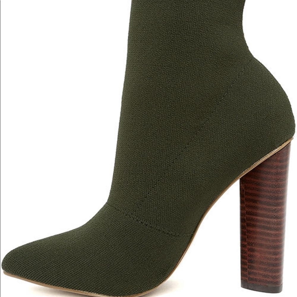 Olive green Sock boots from Lulus